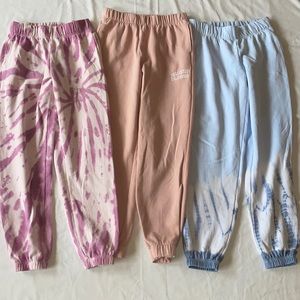 Three hollister sweatpants in size XS. Pink tye dye. Pink. Blue tye dye